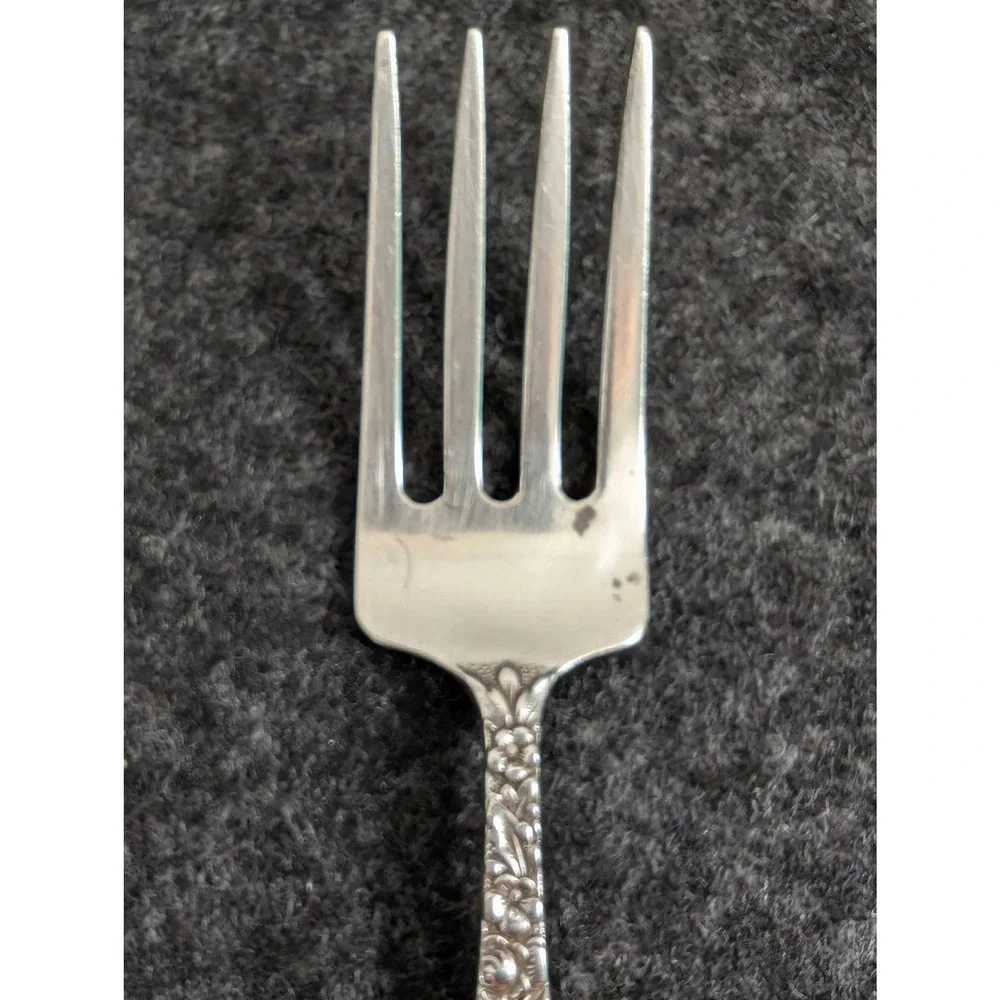 Stieff Rose Sterling Silver Child Baby Fork Vintage Floral Pattern 4.25 Inch
